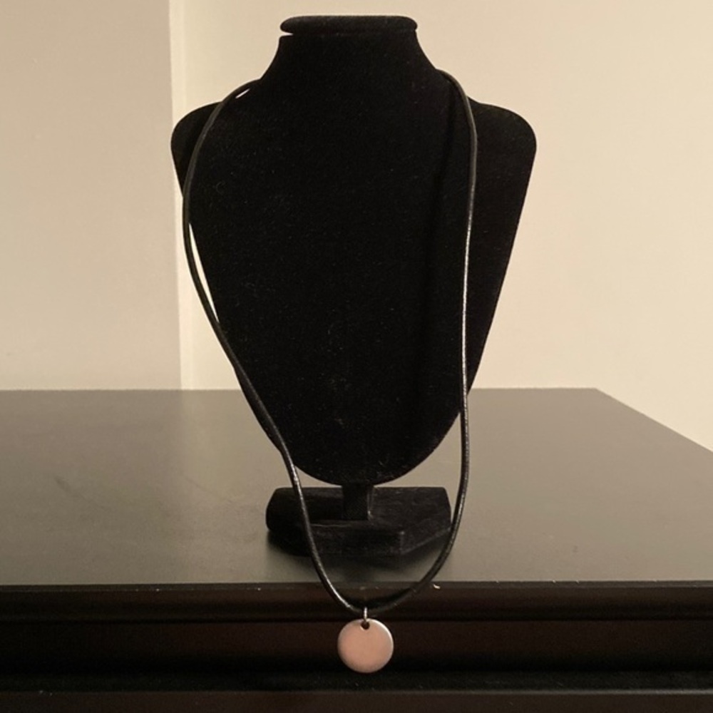 Express Black Cord Necklace with Silver Pendant